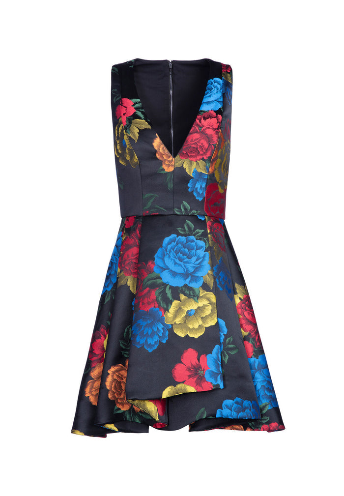 TANNER ASYMMETRICAL DRESS - BLK MULTI