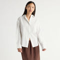 Tarinah Front-Split Striped Shirt