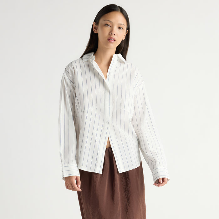 Tarinah Front-Split Striped Shirt