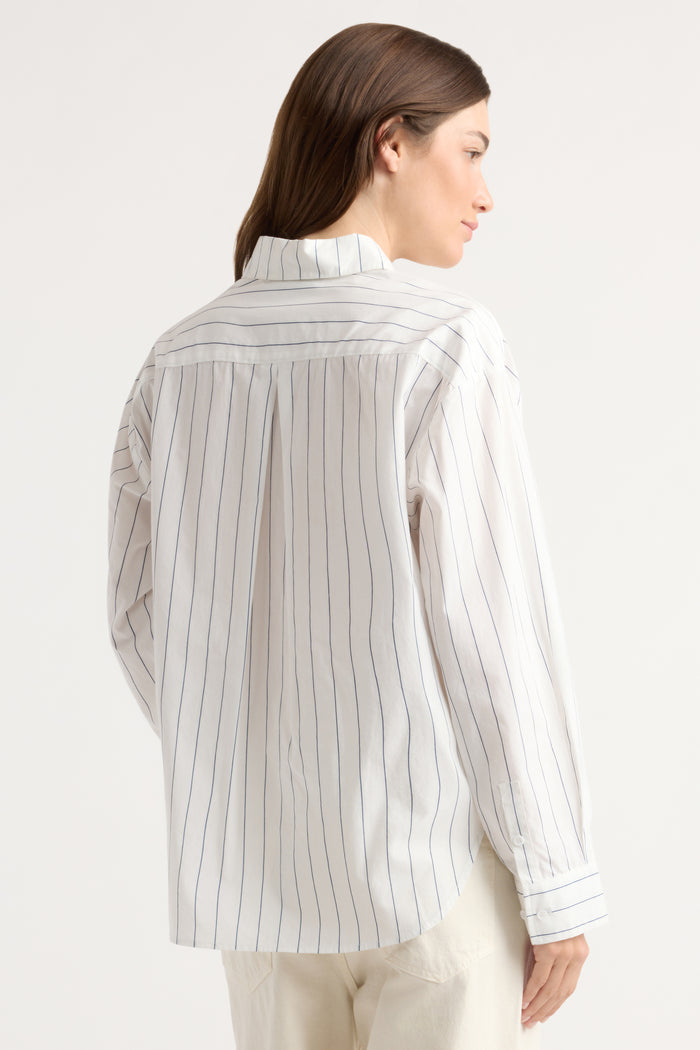 Renée | Tarinah Front-Split Striped Shirt in Size Extra Small