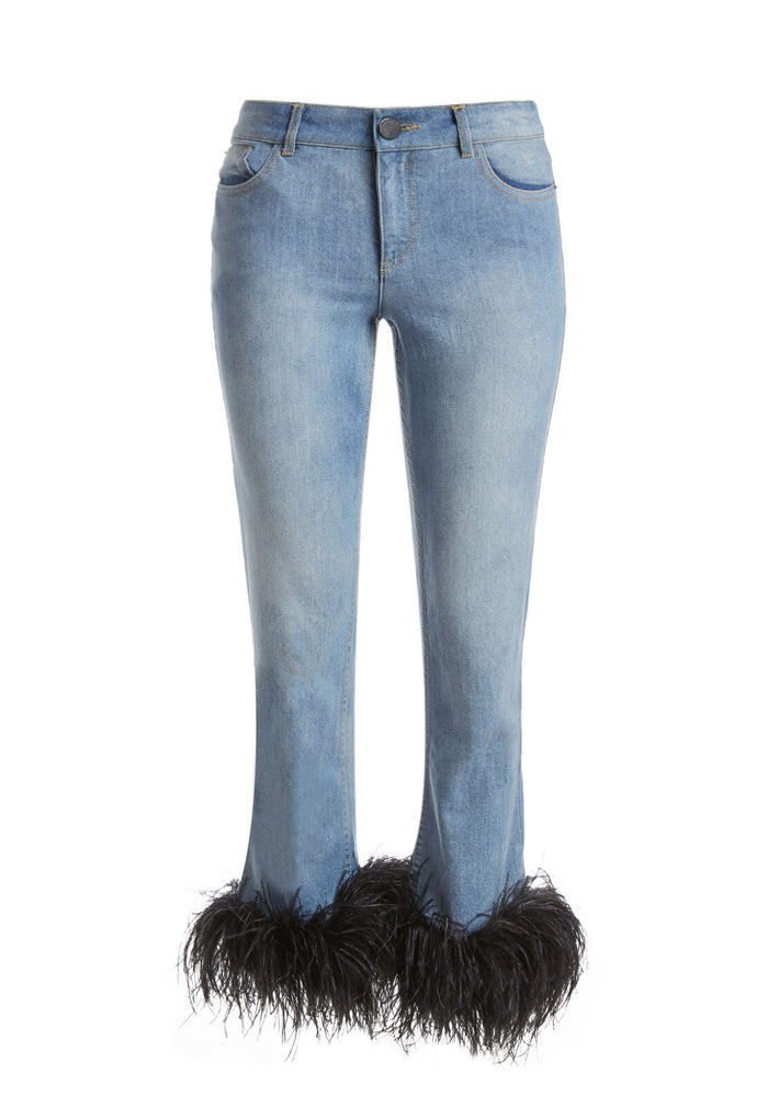TASHA CROPPED FTHR HEM JEANS - 90S WASH