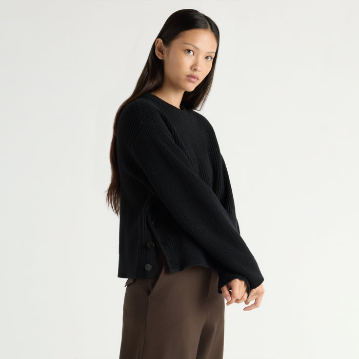 Tatum Side-Button Split Sweater