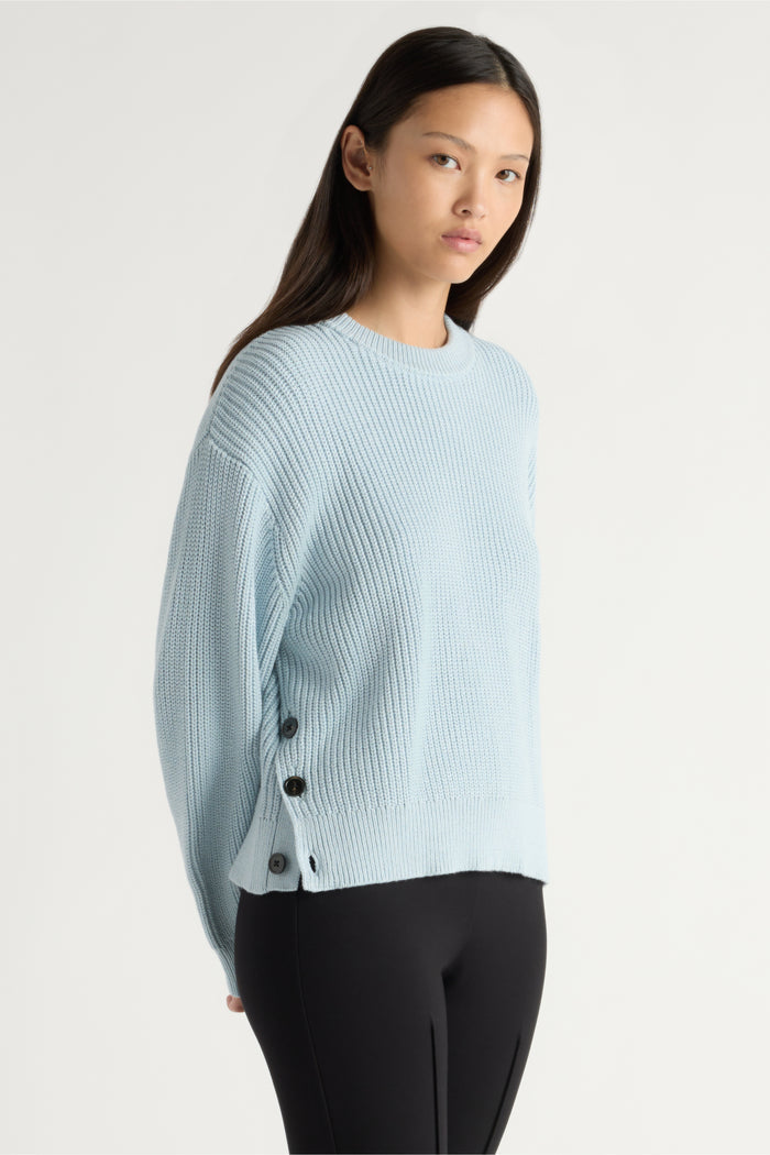 May-Li | Tatum Side-Button Split Sweater in Size Small