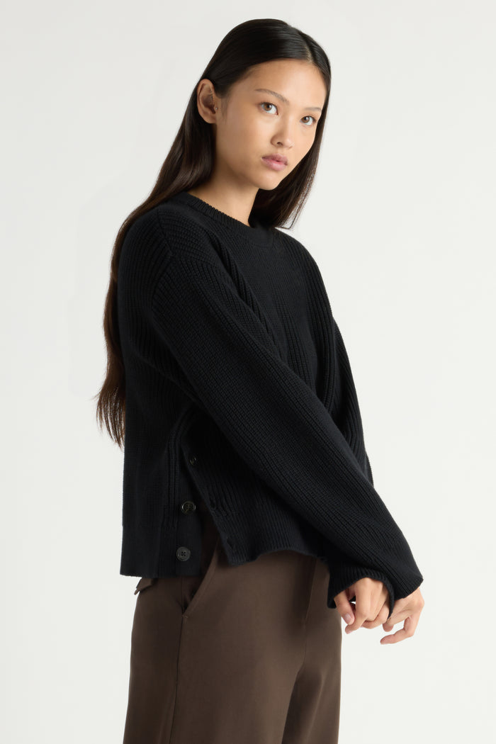 May-Li | Tatum Side-Button Split Sweater in Size Small