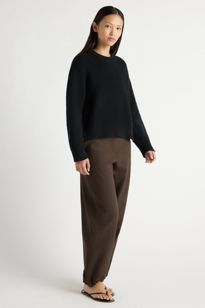 May-Li | Tatum Side-Button Split Sweater in Size Small