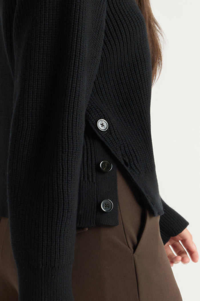 May-Li | Tatum Side-Button Split Sweater in Size Small