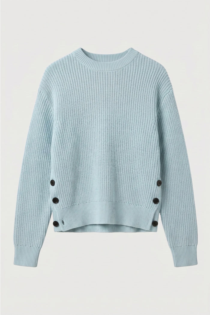 May-Li | Tatum Side-Button Split Sweater in Size Small - Flat