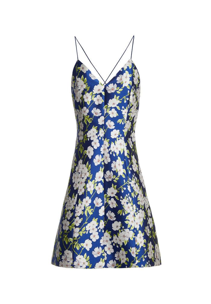 TAYLA STRUCTURED COCKTAIL DRESS - INDIGO/WHITE