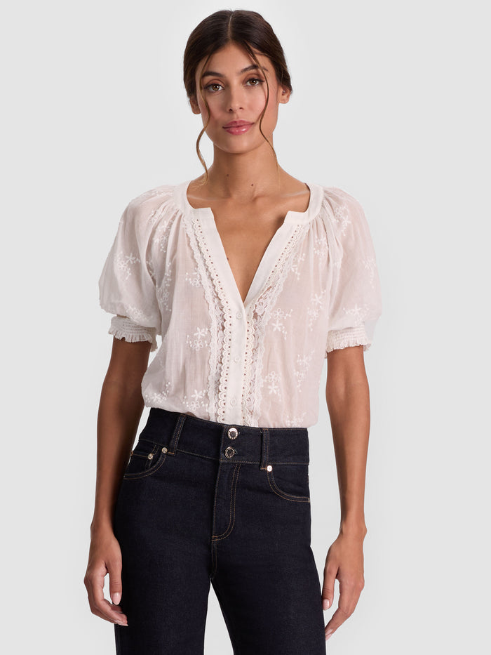 THALIA BUTTON DOWN BLOUSE - OFF WHITE