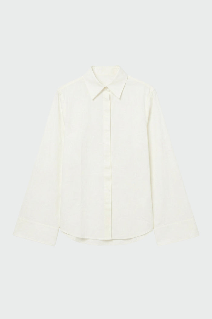 Renée | Theo Relaxed Bell-Sleeve Shirt in Size Small - Flat