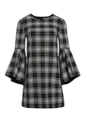 THYM TRUMPET SLEEVE TUNIC DRESS - BLACK/WHITE