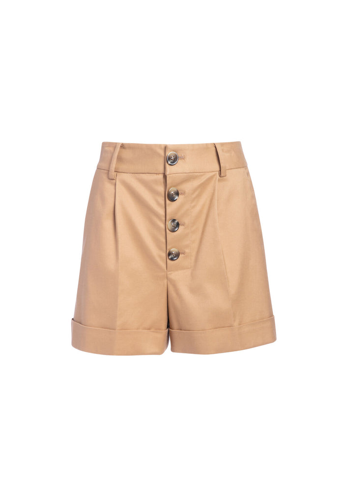 TOMASA BTN FT CUFF SHORT - TAN
