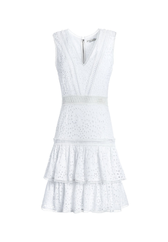 TONIE EMBR EYELET DRESS - WHITE
