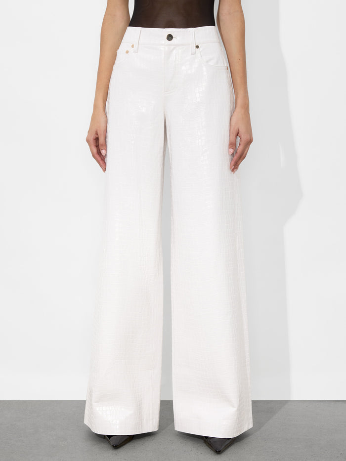 TRISH VEGAN CROC PANT - OFF WHITE