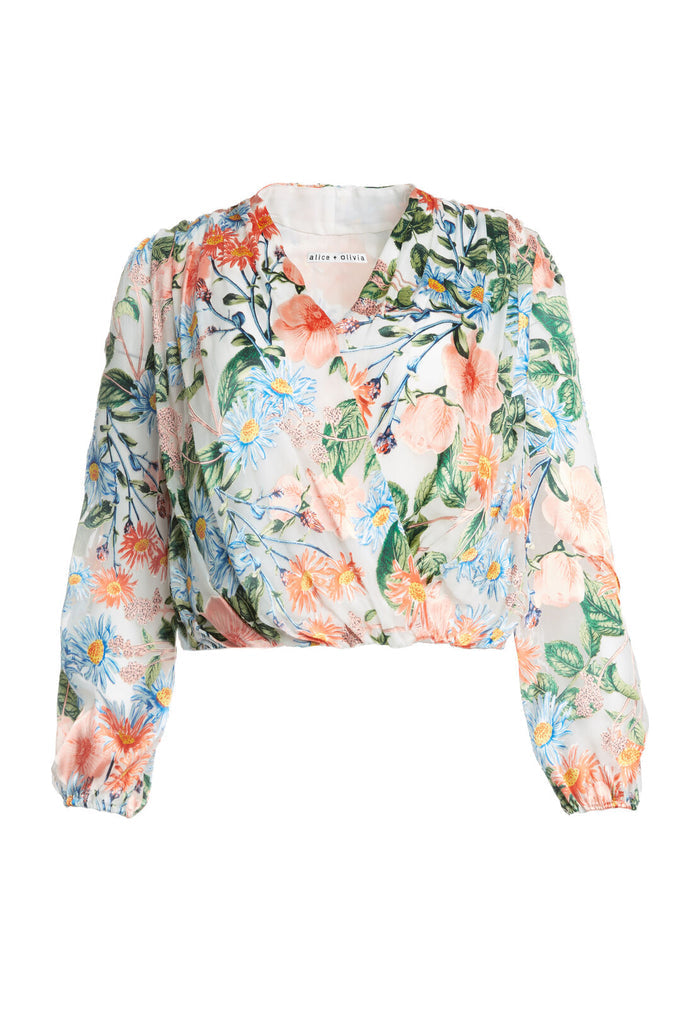 TRISTA CROSS FRNT BLOUSON TOP - FLORAL FIELDS