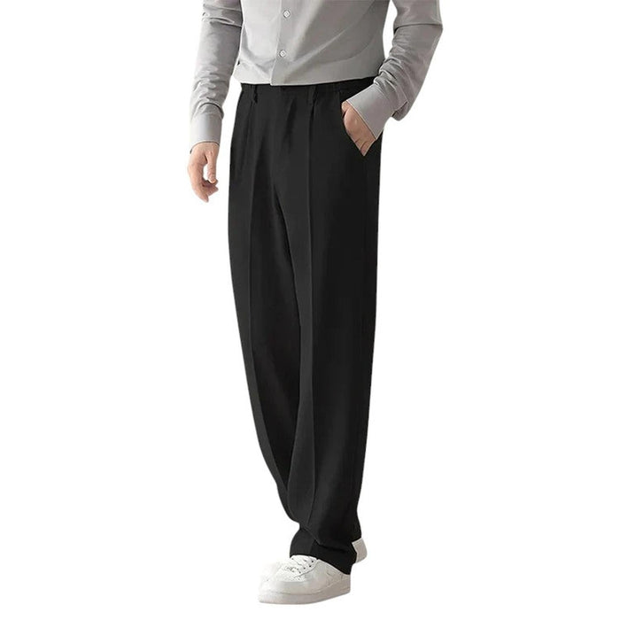 Trousers Men Formal Draped Design Relaxed Tailored Fit