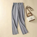 Trousers Women Linen High Waist Wide Fit Elasticated Waistband