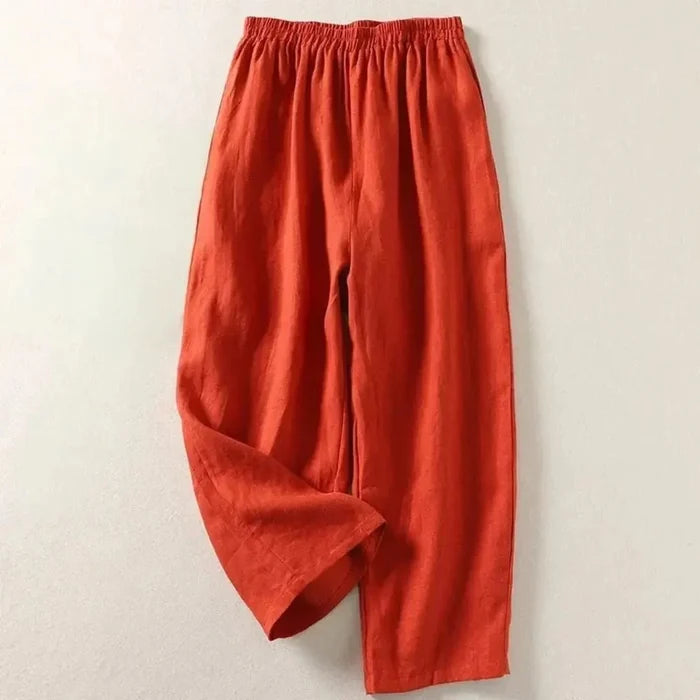 Trousers Women Relaxed Fit Cropped Length Elastic Waist