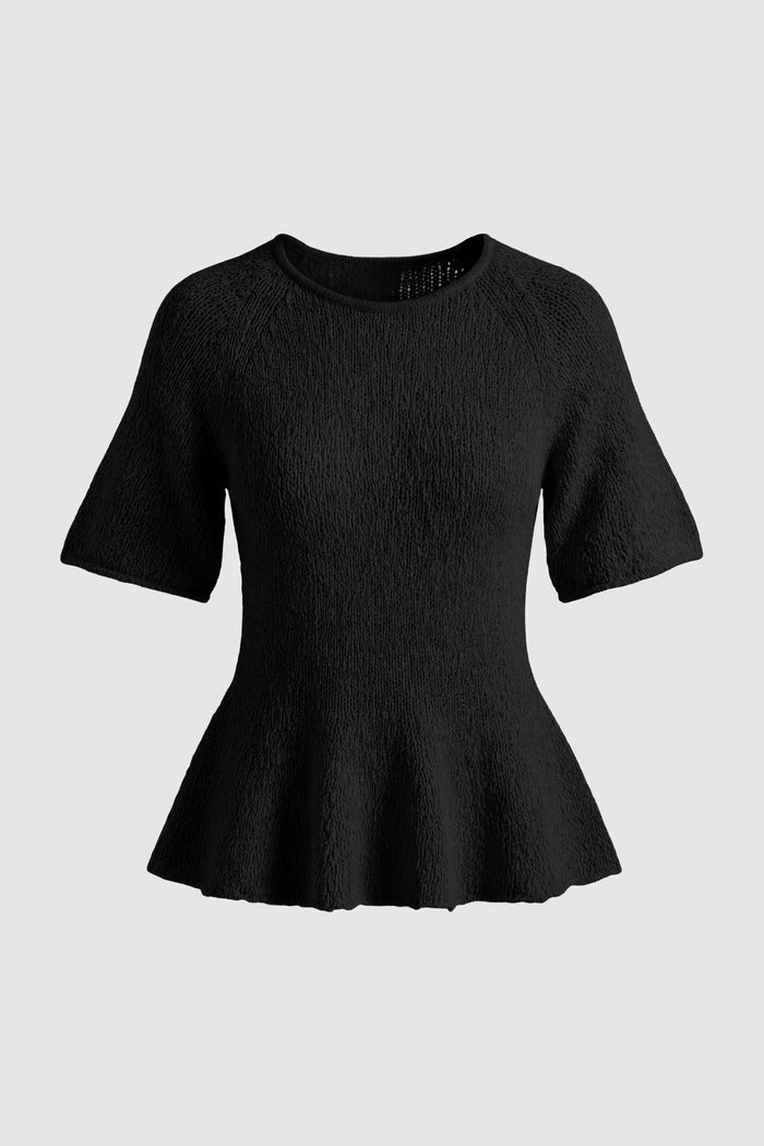 Karolina | Valetta Organic Cotton Sculpted Knit Top in Size Extra Small - Flat
