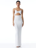 VALLI CUT OUT SEQUIN CAMI DRESS - OFF WHITE