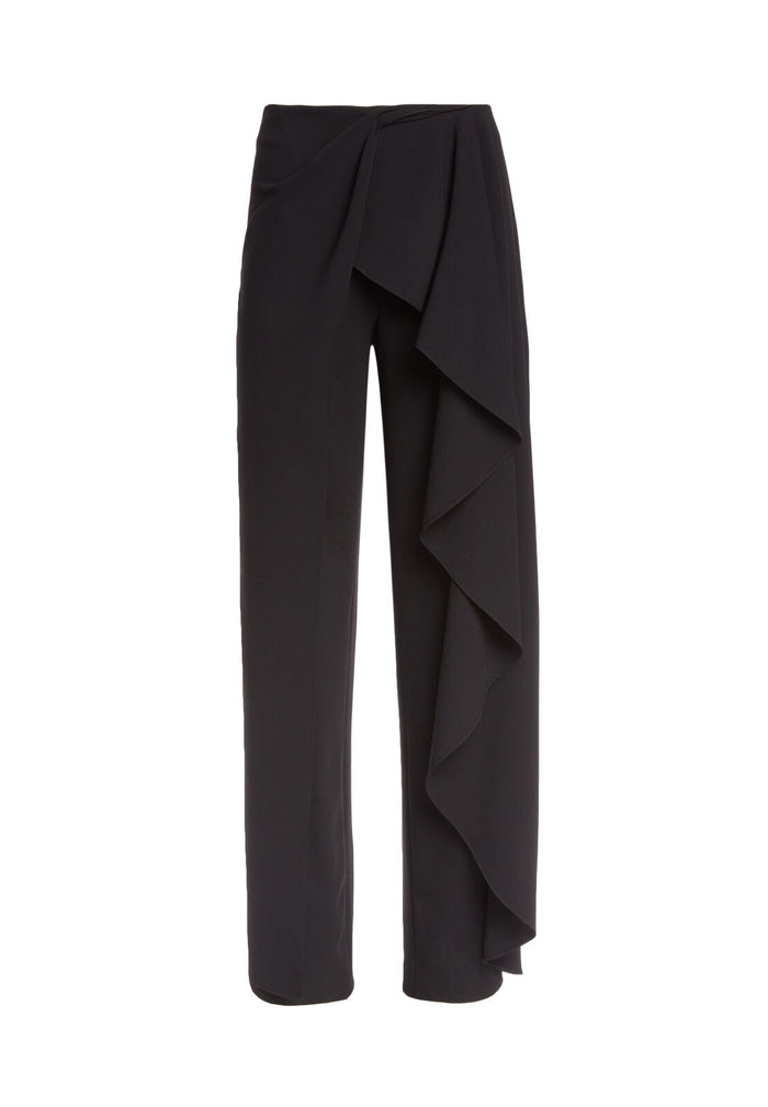 VERDELL SLIT RUFFLED PANT - BLACK