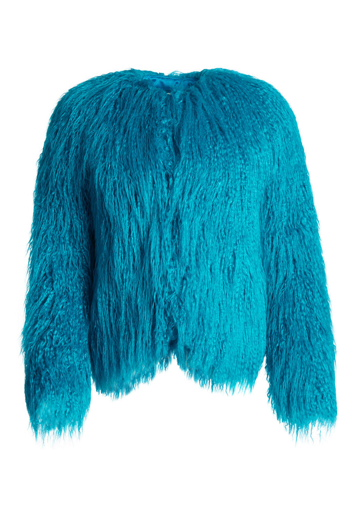VERITY FAUX FUR COAT - PEACOCK