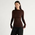 May-Li | Vittoria Asymmetric-Neck Semi-Sheer Ruched Tee in Size Small