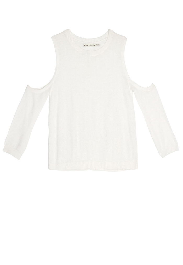 WADE COLD SHOULDER CROP SWTR - OFF WHITE