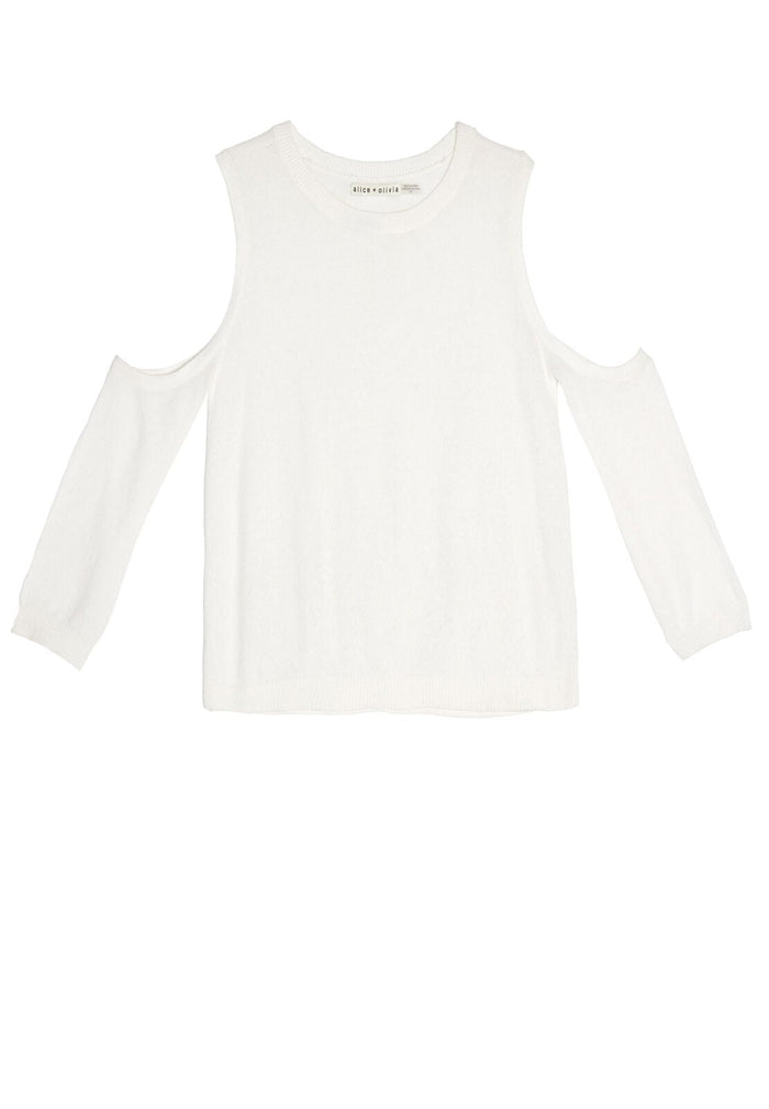 WADE COLD SHOULDER CROP SWTR - OFF WHITE