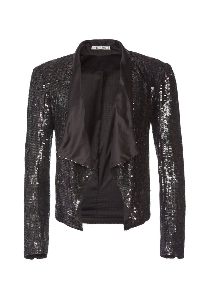 WARREN EMBELL SHORT BLAZER - BLACK