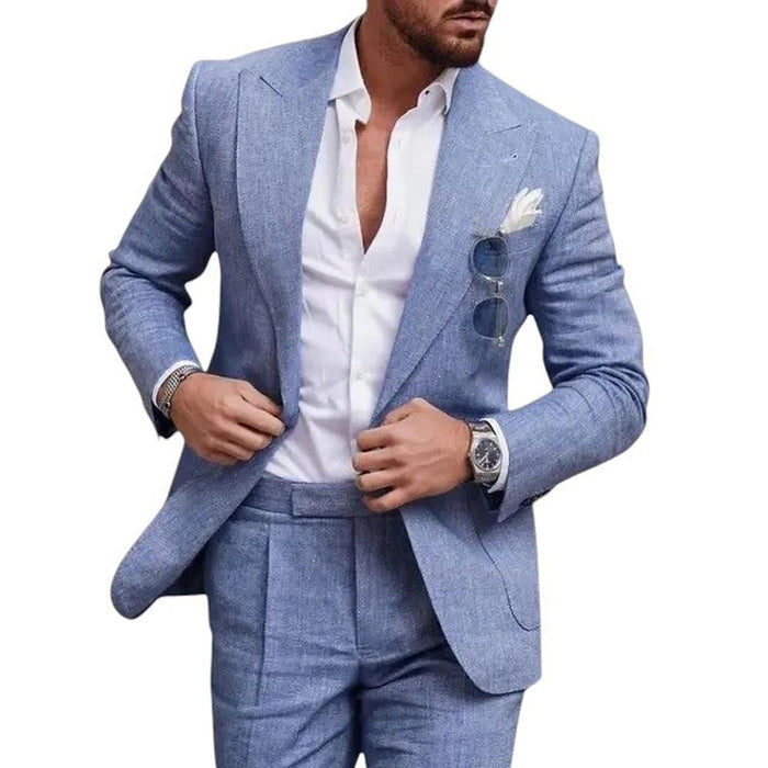 Wedding Suit Men Linen 2-Piece Single-Breasted Summer Set