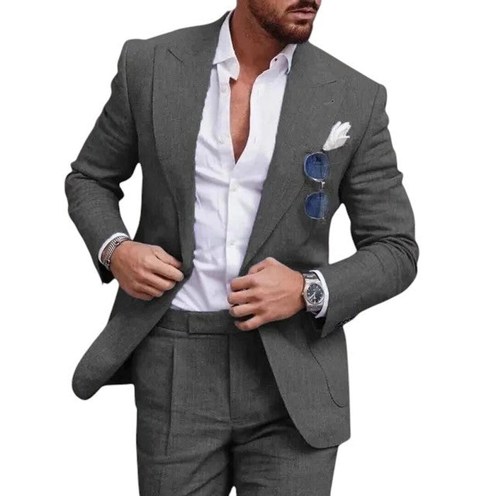 Wedding Suit Men Linen 2-Piece Single-Breasted Summer Set