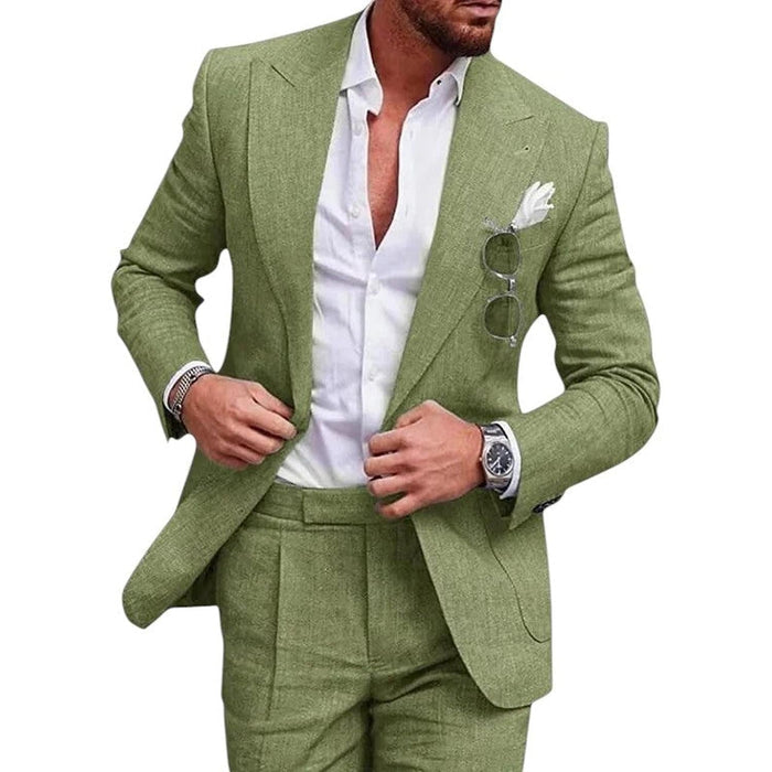 Wedding Suit Men Linen 2-Piece Single-Breasted Summer Set