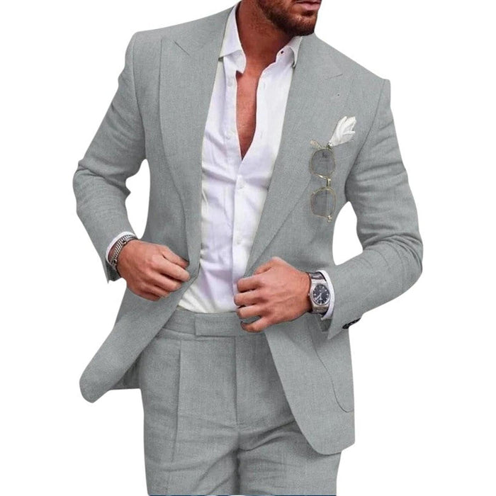 Wedding Suit Men Linen 2-Piece Single-Breasted Summer Set