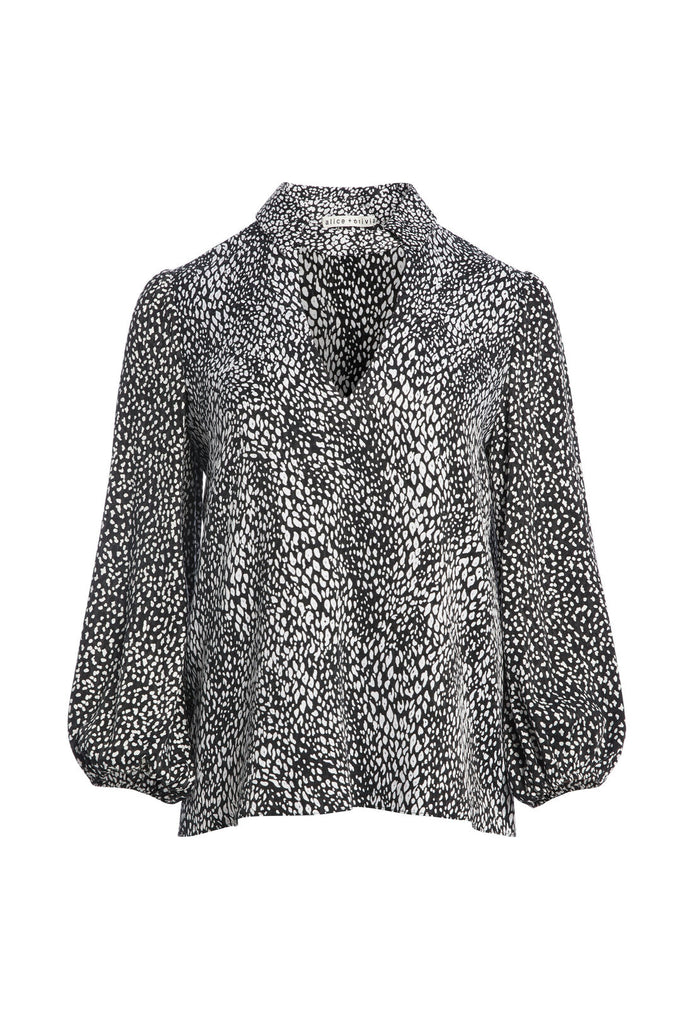 WILLA BLOUSON SLEEVE TOP - WHITE / BLACK