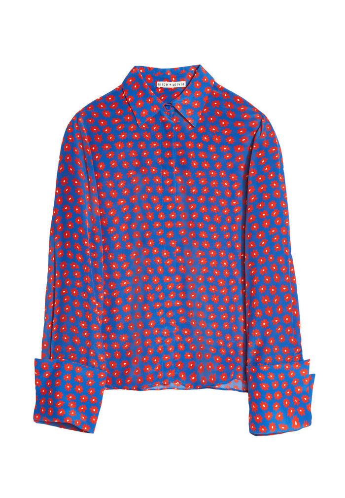 WILLA SILK BLOUSE - MINI DAISY-BLUE QUARTZ