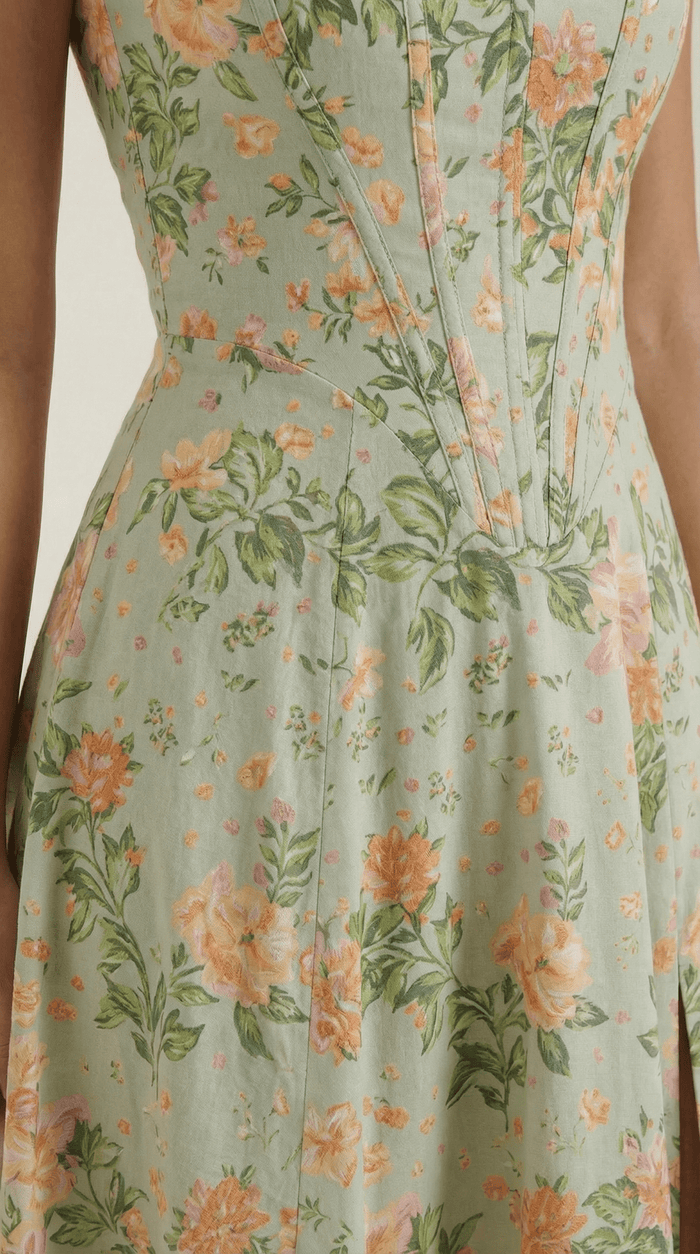 Women Midi Dress Sweetheart Neckline A-Line Silhouette
