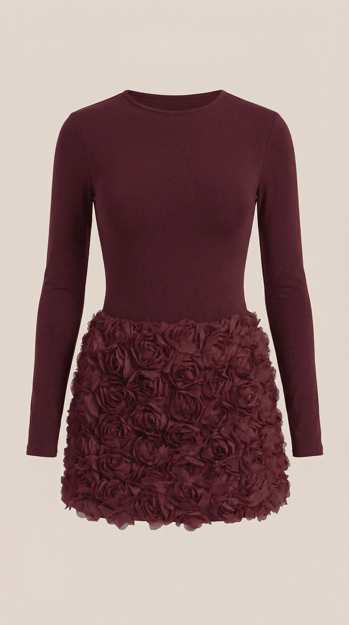 Women Mini Dress Long Sleeve Above Knee Fitted Silhouette