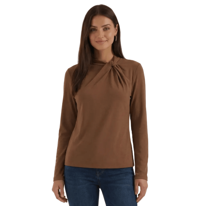 Women's Blouse — Long Sleeve Stand-Up Collar Regular Fit