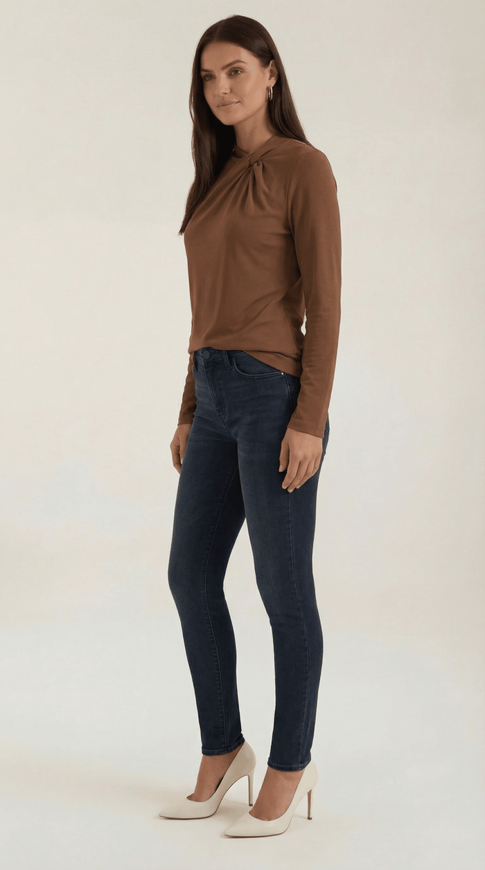 Women's Blouse — Long Sleeve Stand-Up Collar Regular Fit