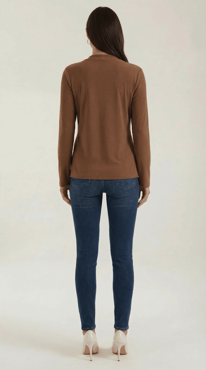 Women's Blouse — Long Sleeve Stand-Up Collar Regular Fit