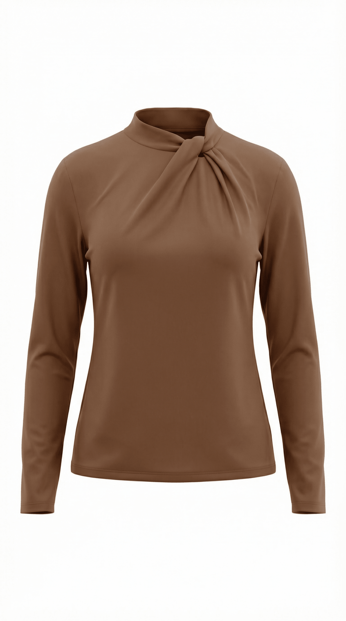 Women's Blouse — Long Sleeve Stand-Up Collar Regular Fit