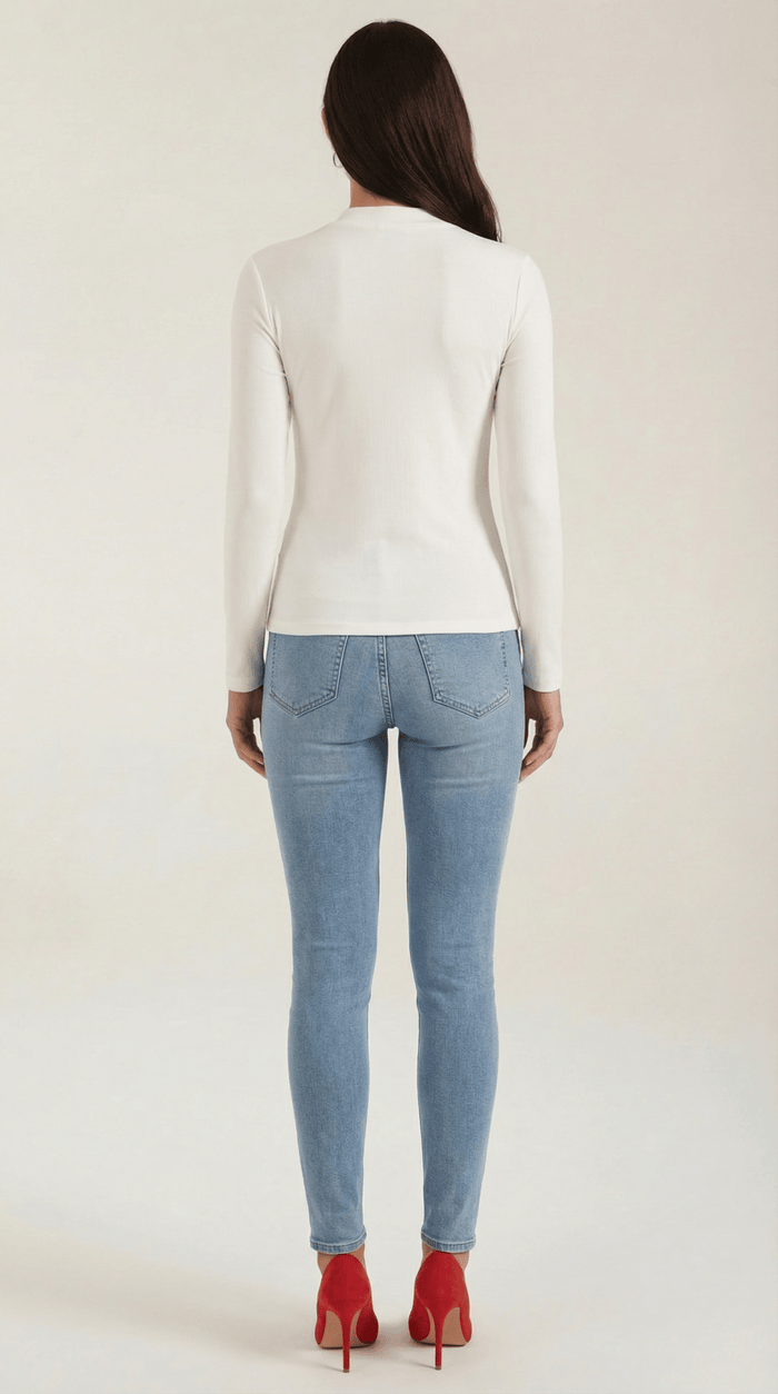 Women's Blouse — Long Sleeve Stand-Up Collar Regular Fit