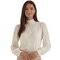 Women's Blouse — Long Sleeve Stand-Up High Collar Neckline