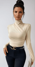 Women's Blouse — Slim Fit Long Sleeve Wrap Front Design