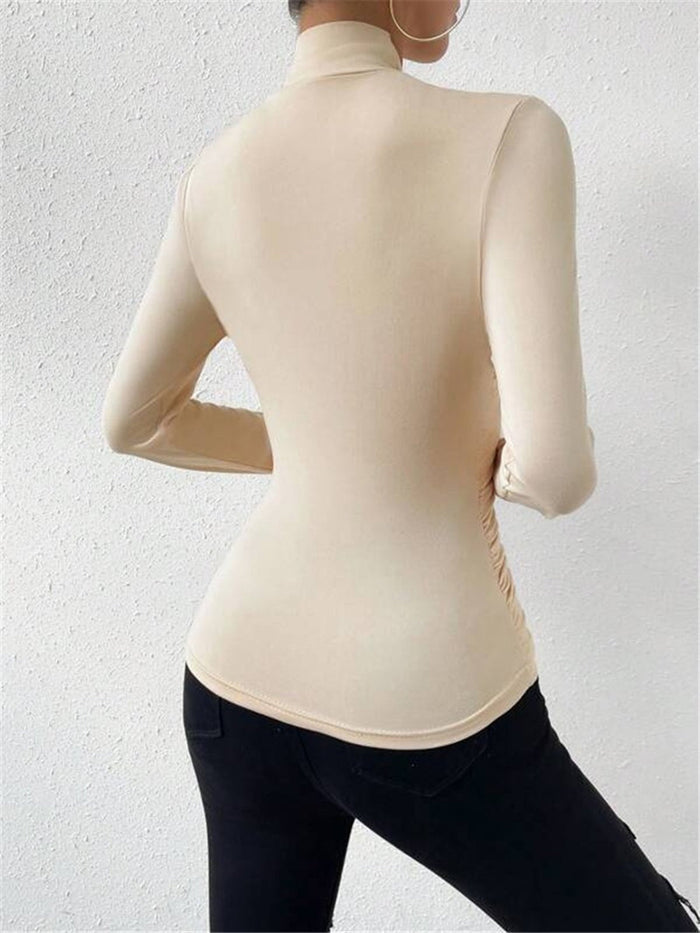 Women's Blouse — Slim Fit Long Sleeve Wrap Front Design