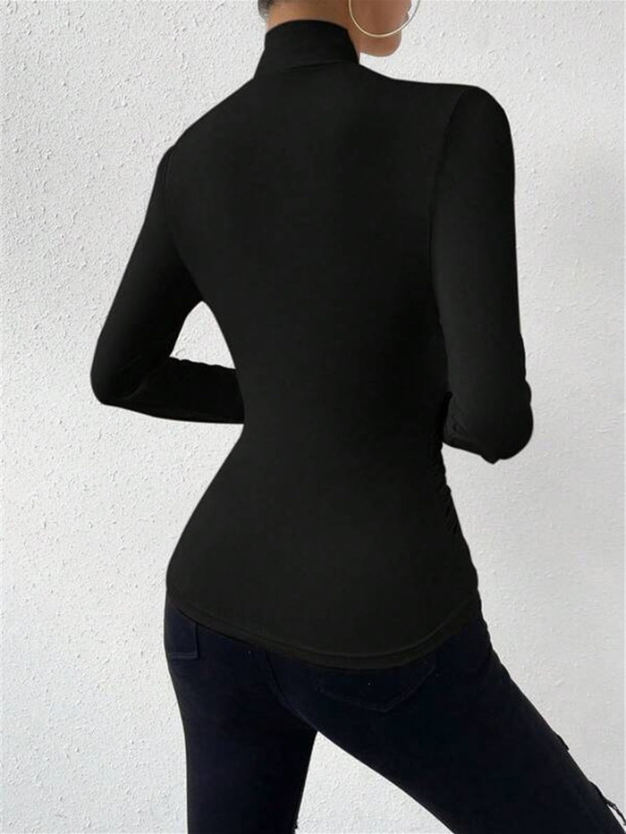 Women's Blouse — Slim Fit Long Sleeve Wrap Front Design