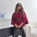 Women's Cape — High Collar Asymmetric Cut Waist Belt Design