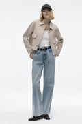 Women's Cropped Jacket — Fitted Classic Collar Flap Pockets