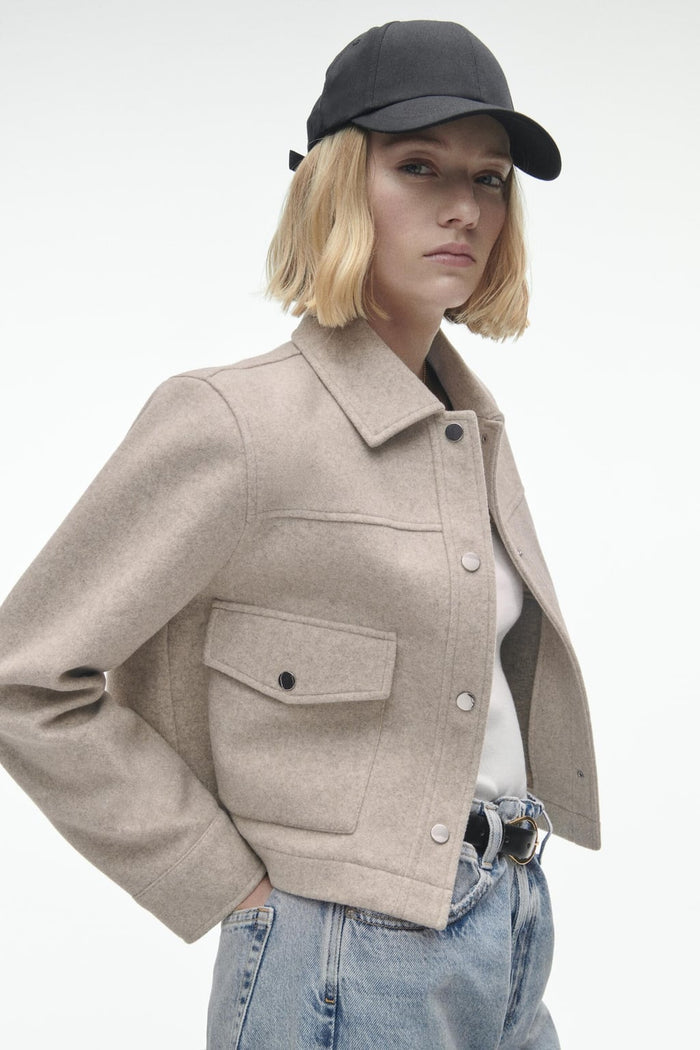 Women's Cropped Jacket — Fitted Classic Collar Flap Pockets